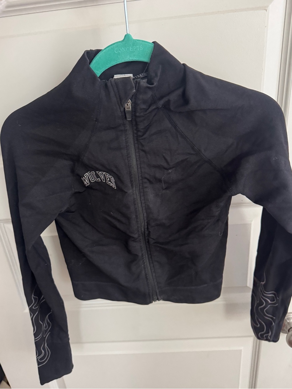 Darc Sport Black Zip-Up Jacket with Flame Sleeve Detail
